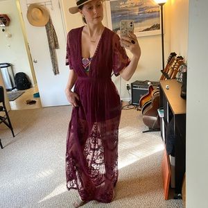 AQUA LACE ROMPER DRESS